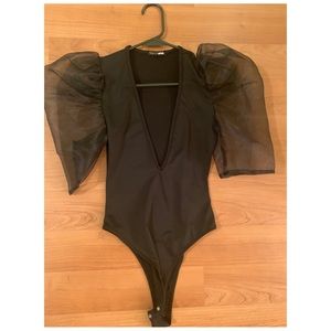 Black Puffed Sleeved Body Suit
